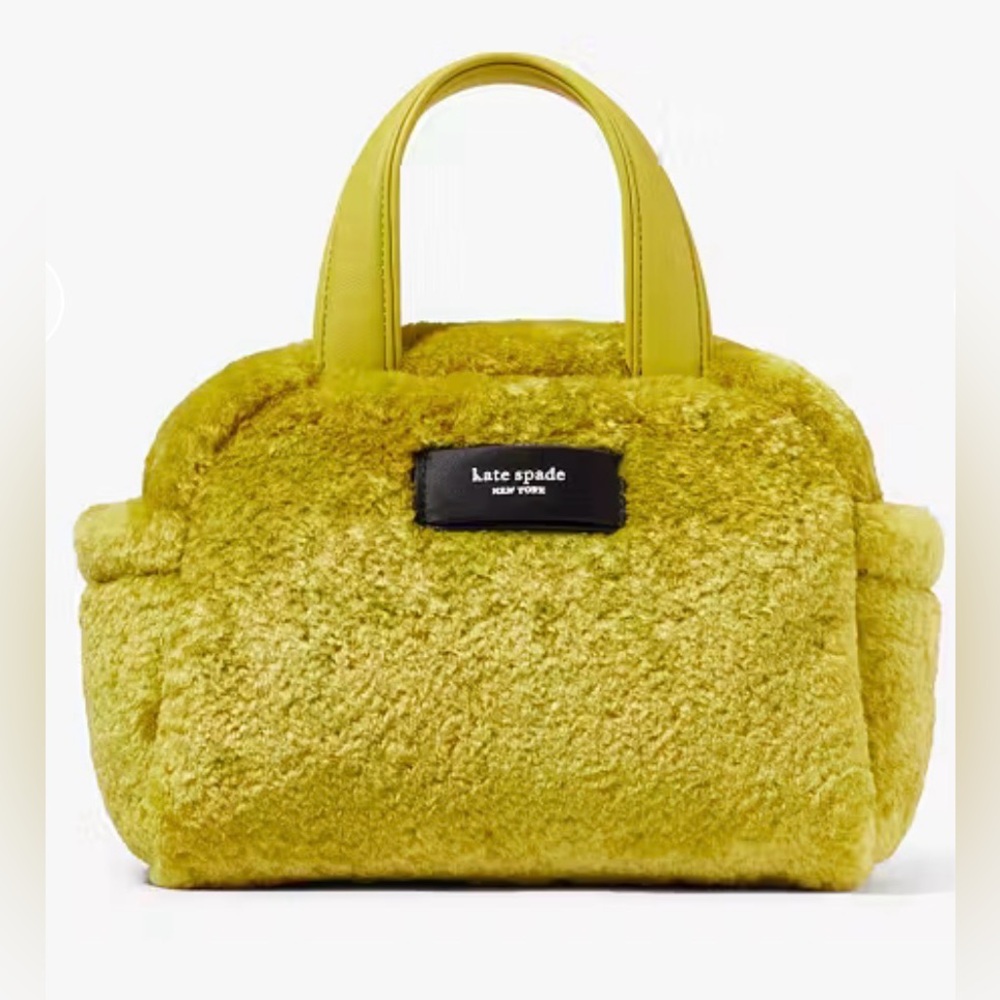 ♠️kate spade Apres Chic Faux Shearling Bag, Citron Sapphire NWT and dust bag.
